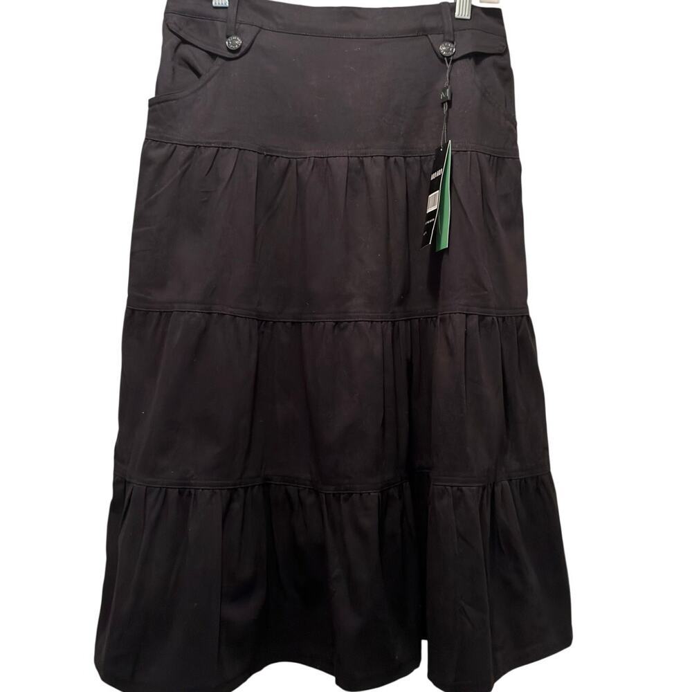 NWT Mia Mia Women's 3 Tiered Midi Skirt Black size XL